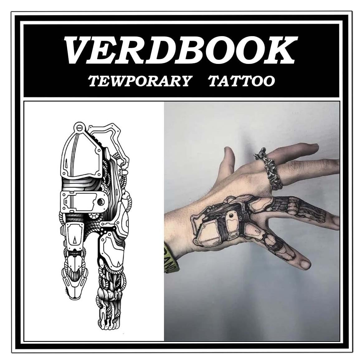 Tatuajes Temporales Impermeables VERDBOOK - 2 Hojas Realistas