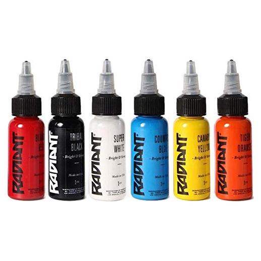 Kit de Tinta para Tatuajes Radiant 6 Colores 15ml