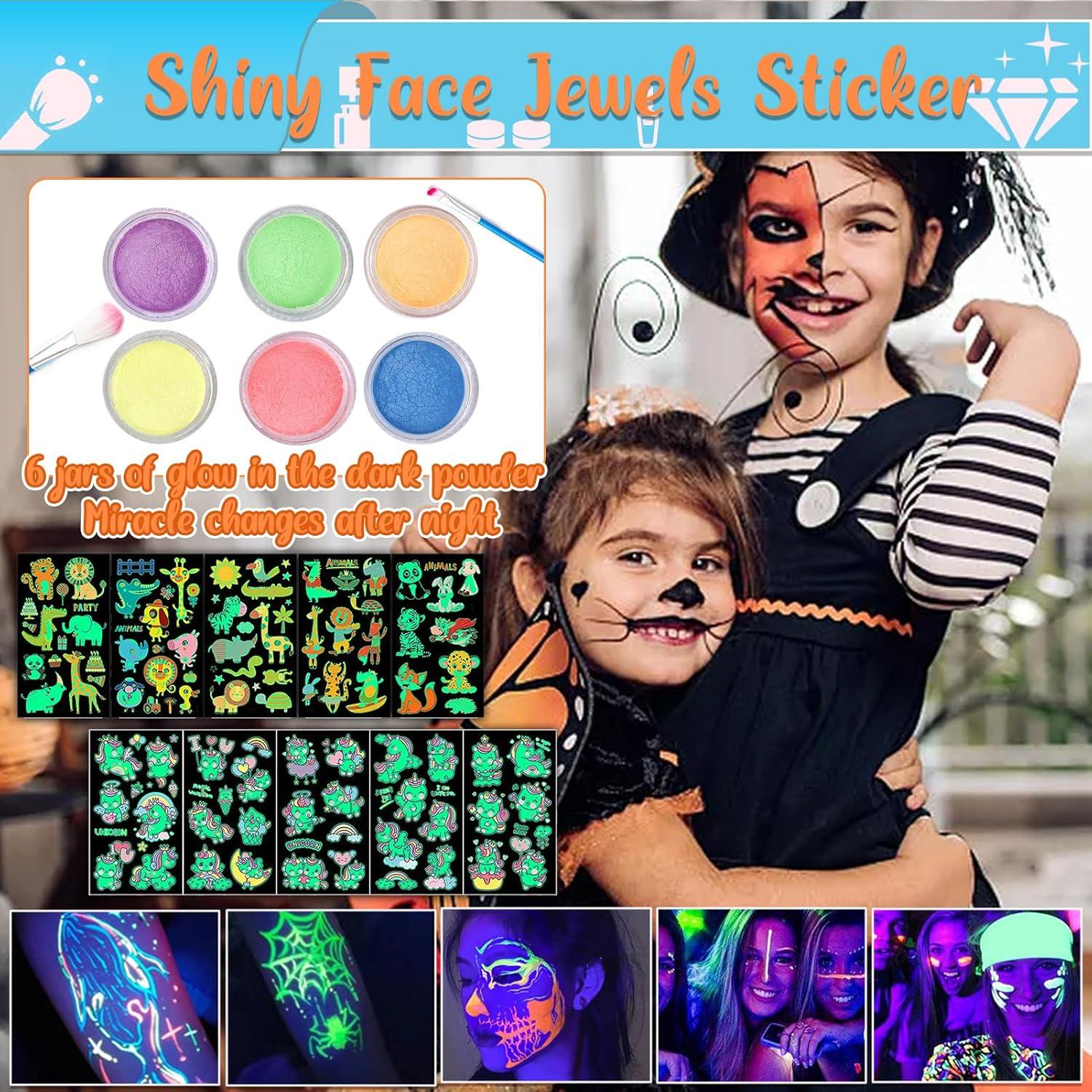 Kit de Tatuajes de Purpurina TEUVO 50 Colores y 132 Plantillas