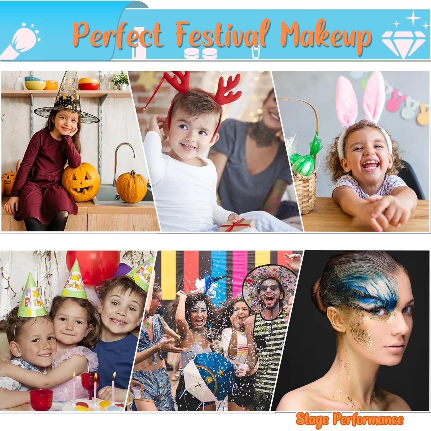 Kit de Tatuajes de Purpurina TEUVO 50 Colores y 132 Plantillas