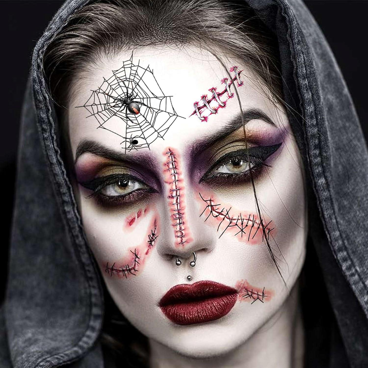 18 Hojas Tatuajes Temporales Halloween GOCOLORING Realistas