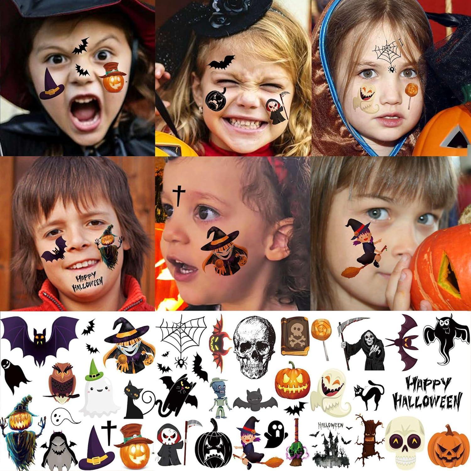 18 Hojas Tatuajes Temporales Halloween GOCOLORING Realistas