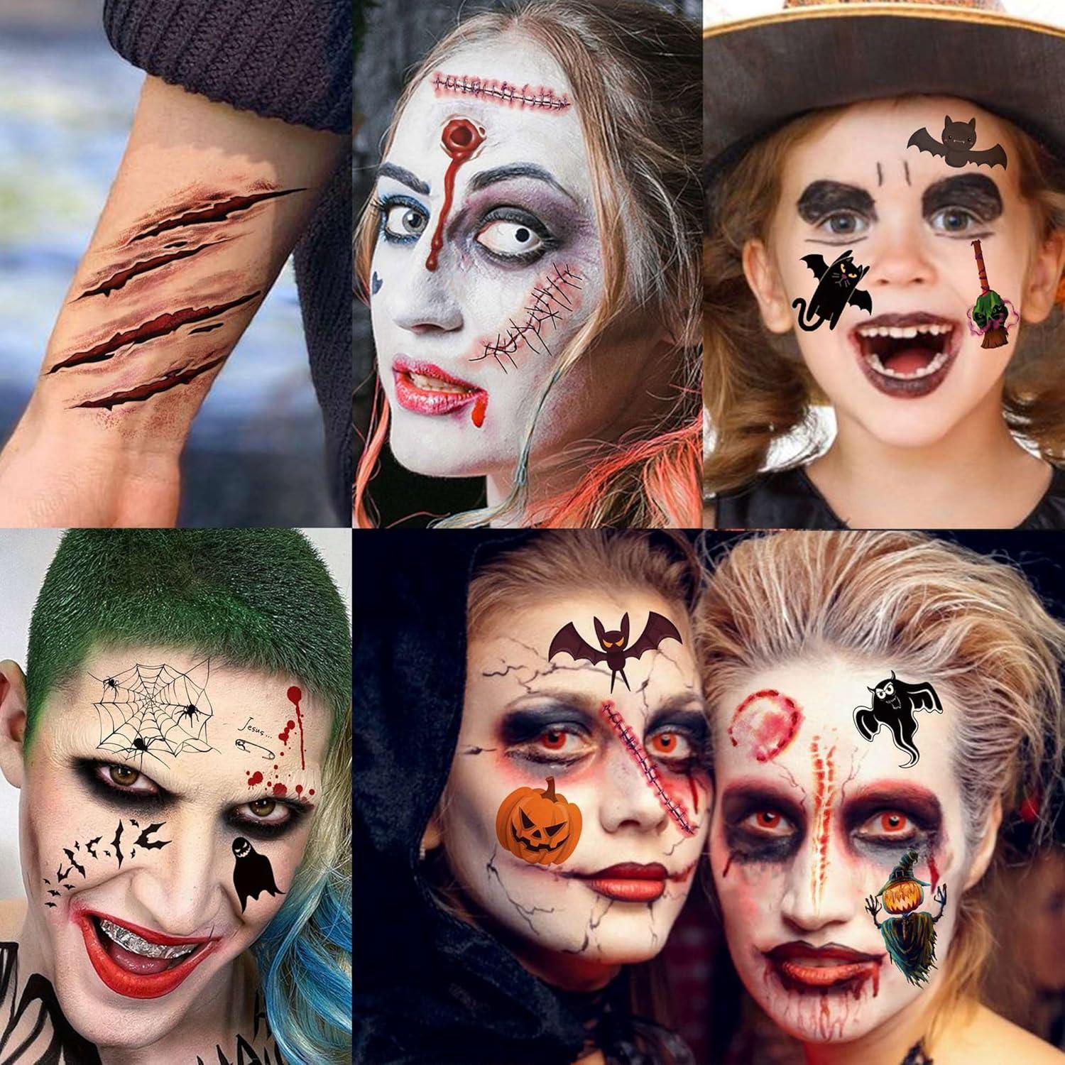 18 Hojas Tatuajes Temporales Halloween GOCOLORING Realistas