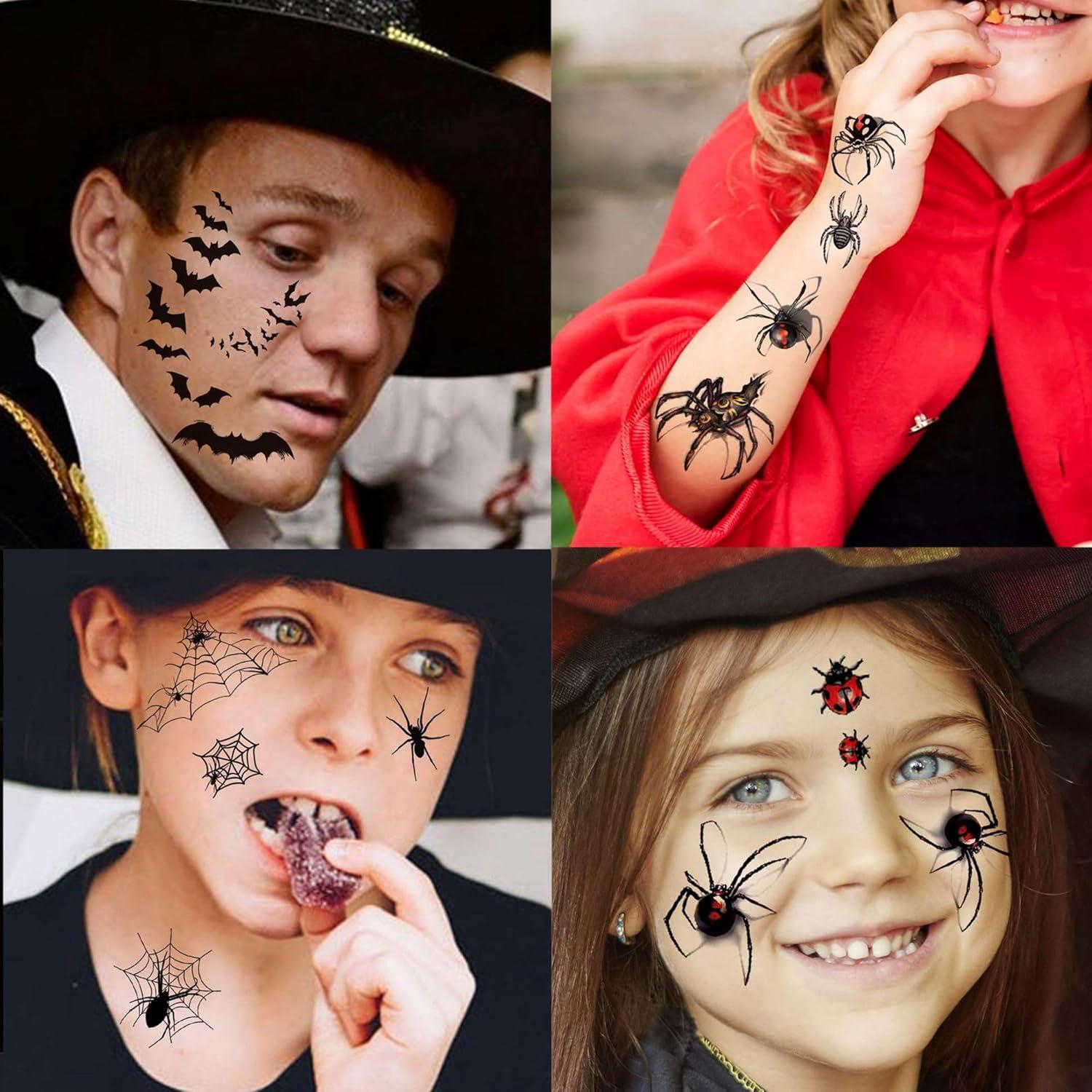 18 Hojas Tatuajes Temporales Halloween GOCOLORING Realistas