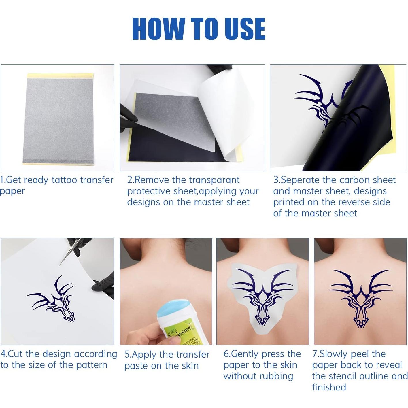 Papel de Transferencia de Tatuaje LIUMATE A4 100 Hojas 4 Capas