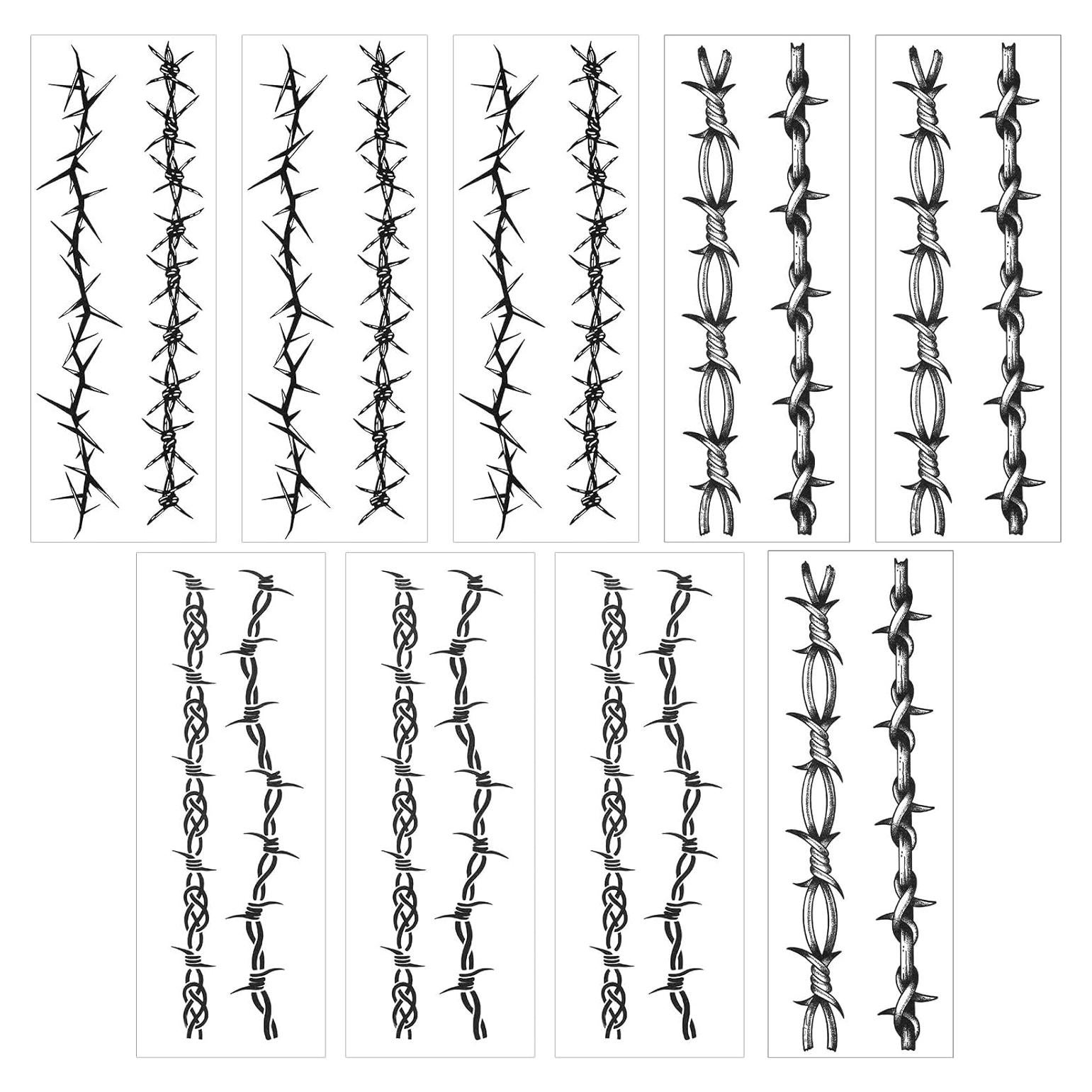 Tatuajes Temporales Alambre de Púas CIATBYYJ 18 Piezas 22x8cm