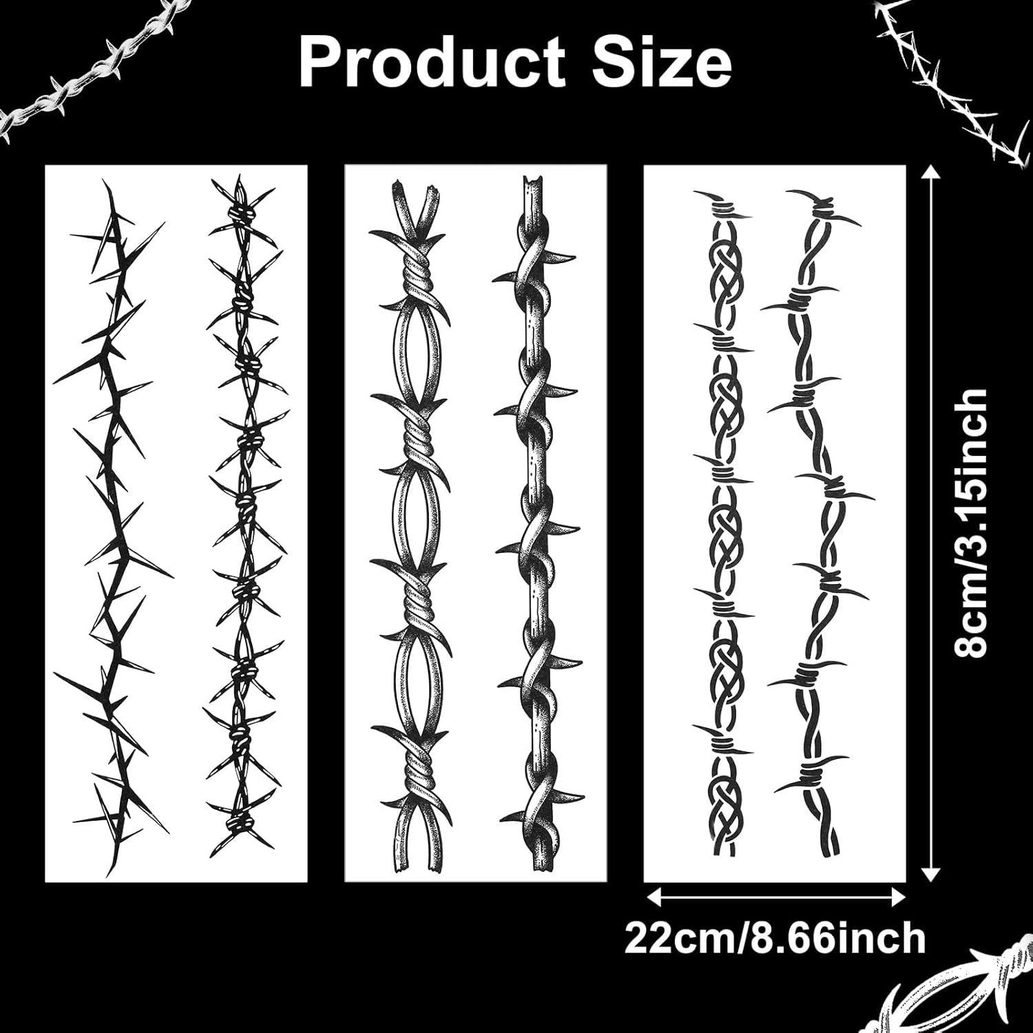 Tatuajes Temporales Alambre de Púas CIATBYYJ 18 Piezas 22x8cm