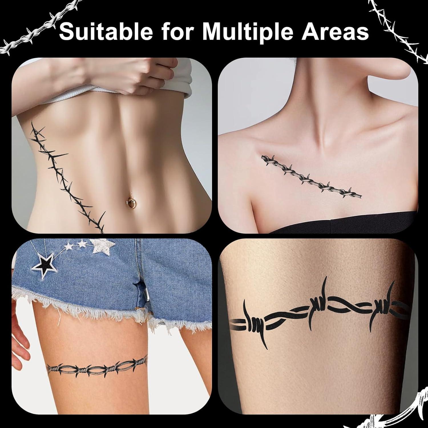 Tatuajes Temporales Alambre de Púas CIATBYYJ 18 Piezas 22x8cm
