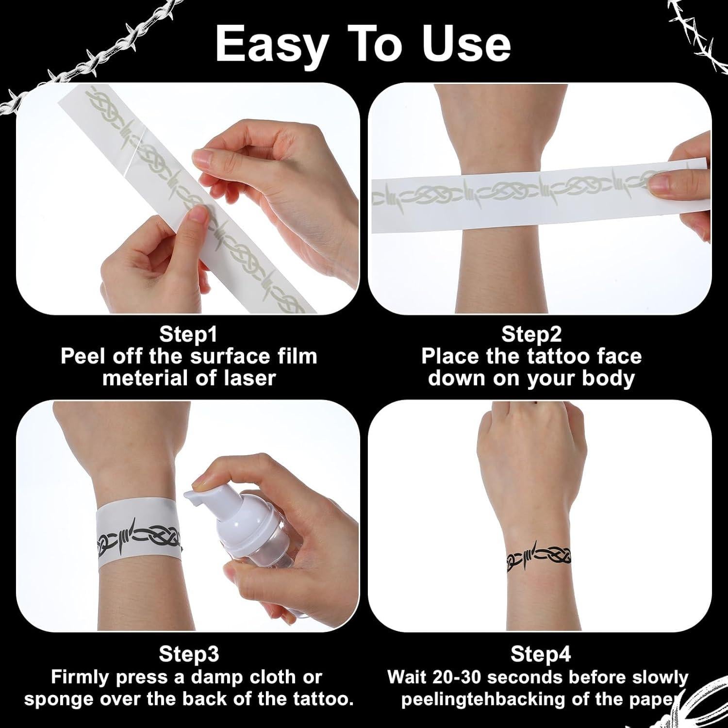 Tatuajes Temporales Alambre de Púas CIATBYYJ 18 Piezas 22x8cm