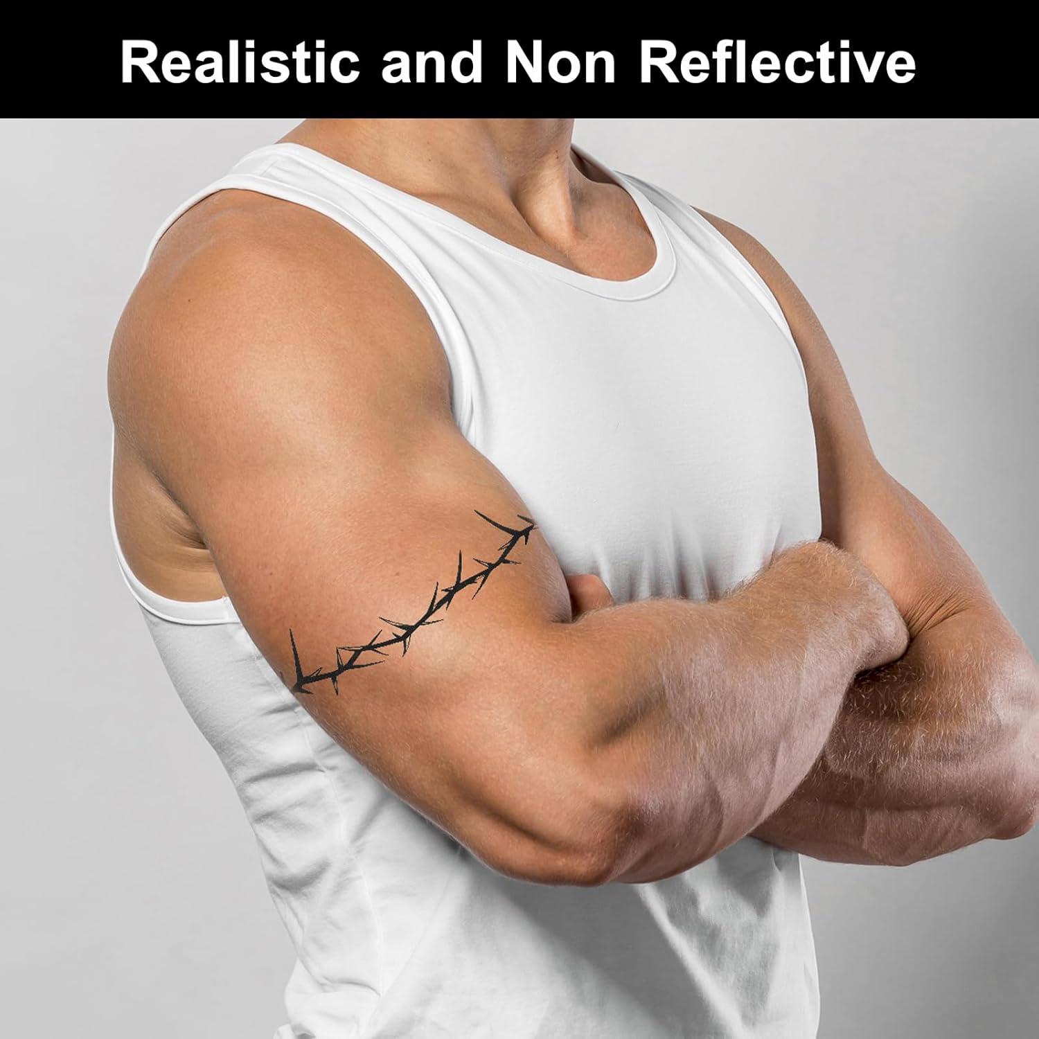 Tatuajes Temporales Alambre de Púas CIATBYYJ 18 Piezas 22x8cm