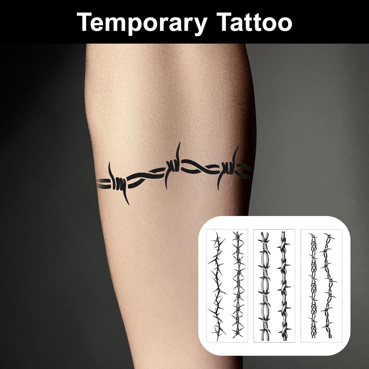 Tatuajes Temporales Alambre de Púas CIATBYYJ 18 Piezas 22x8cm