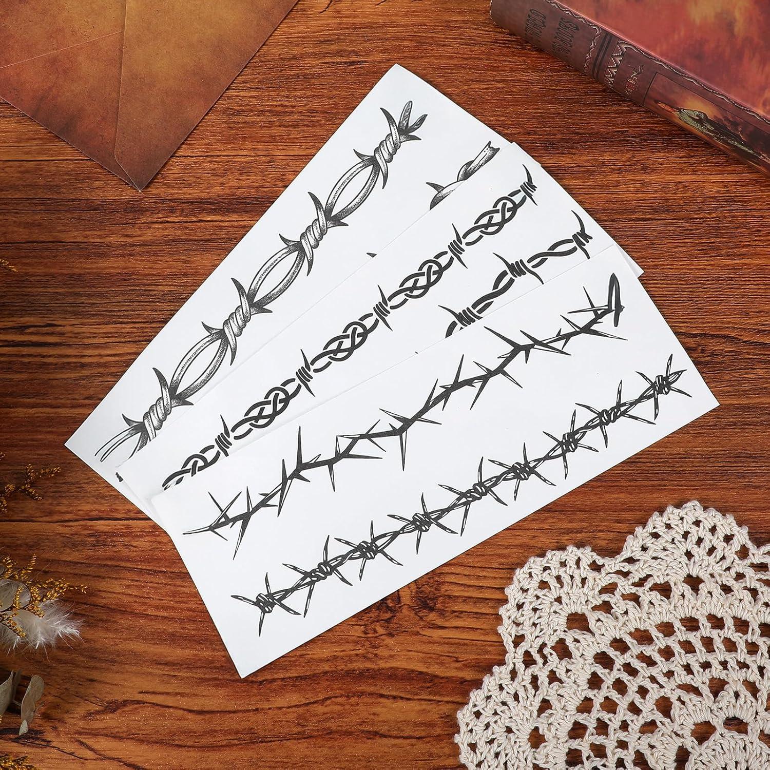 Tatuajes Temporales Alambre de Púas CIATBYYJ 18 Piezas 22x8cm