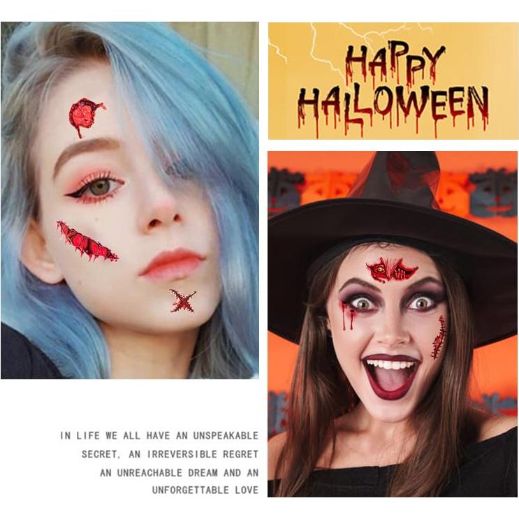 Kit de Tatuajes Temporales de Halloween Zombie RenYi - 10 Hojas 3D