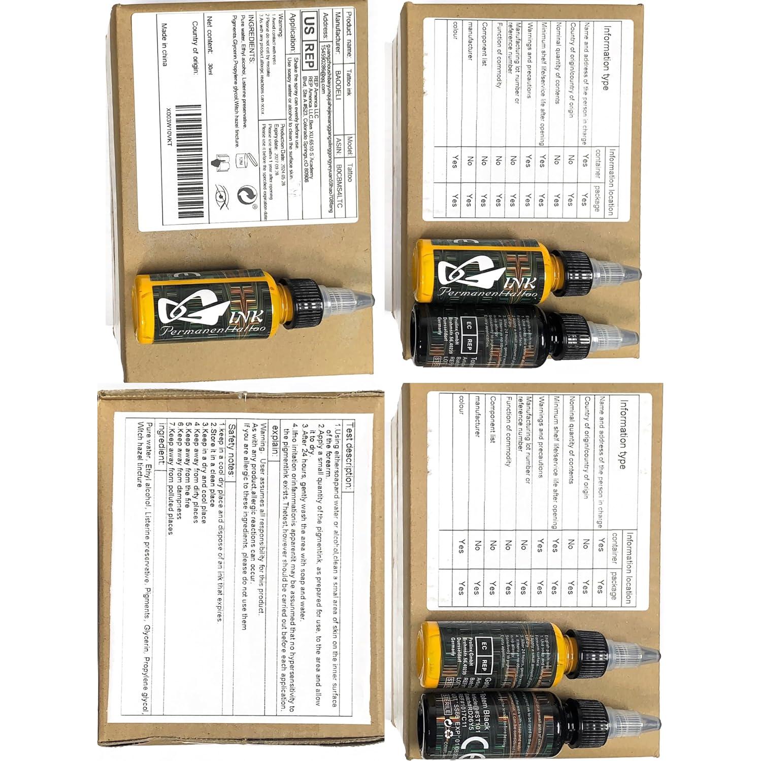 Set de Tinta para Tatuajes BAODELI - 14 Colores 30ml Vegan