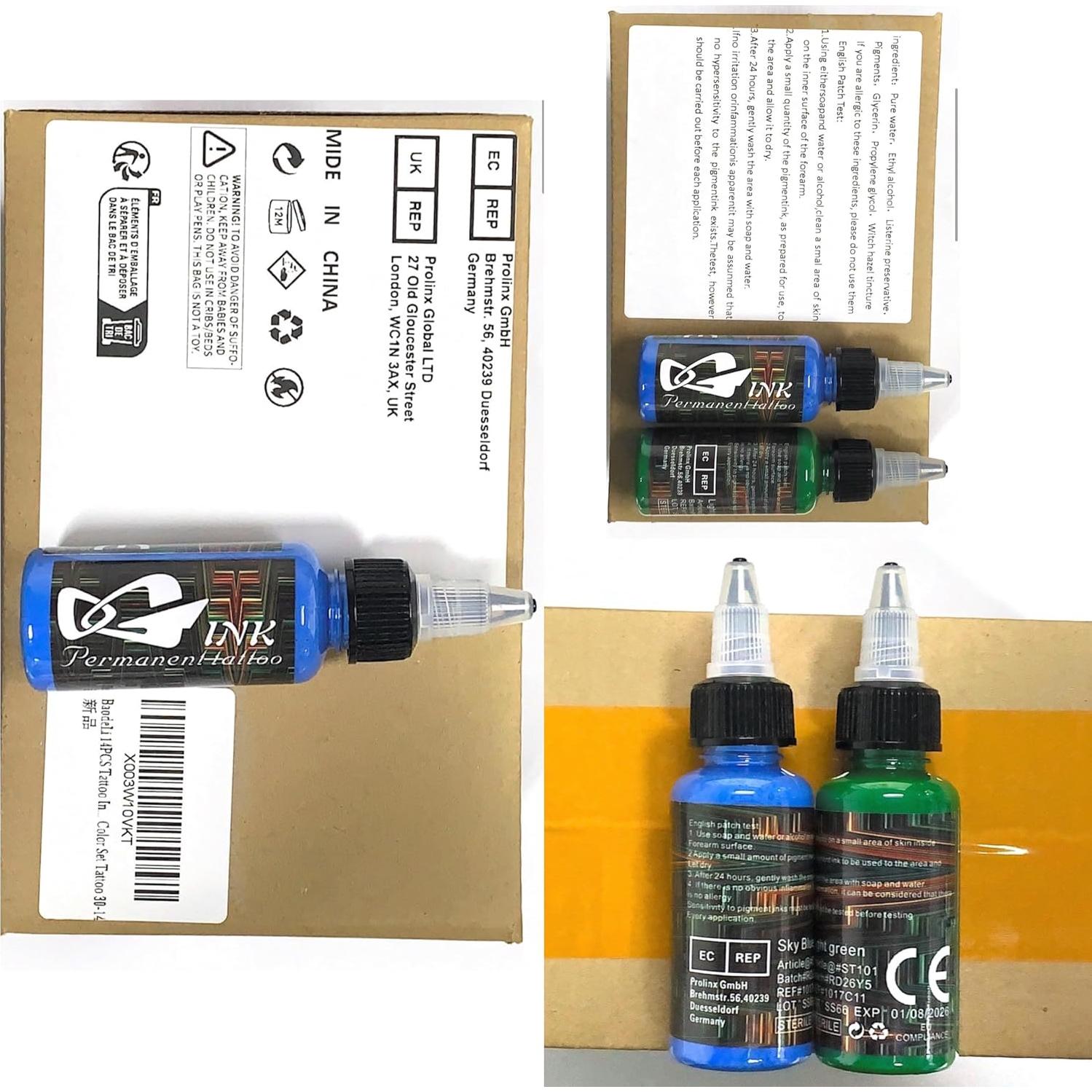 Set de Tinta para Tatuajes BAODELI - 14 Colores 30ml Vegan