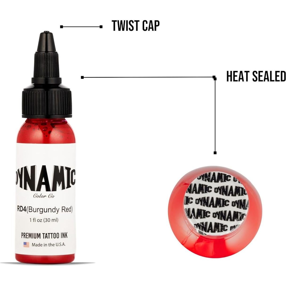 Tinta para Tatuajes Dynamic Color Rojo Burdeos 30ml Esterilizada