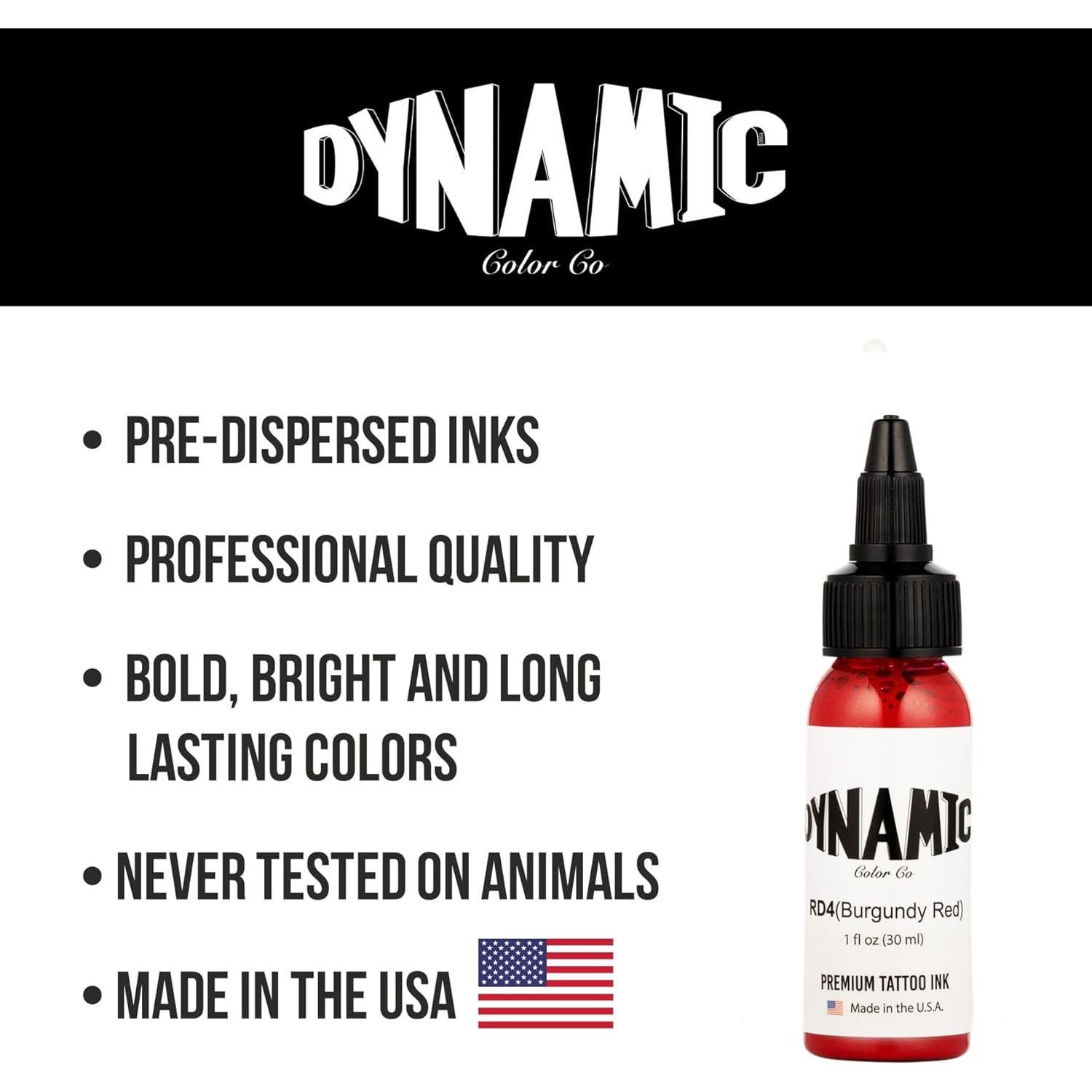 Tinta para Tatuajes Dynamic Color Rojo Burdeos 30ml Esterilizada