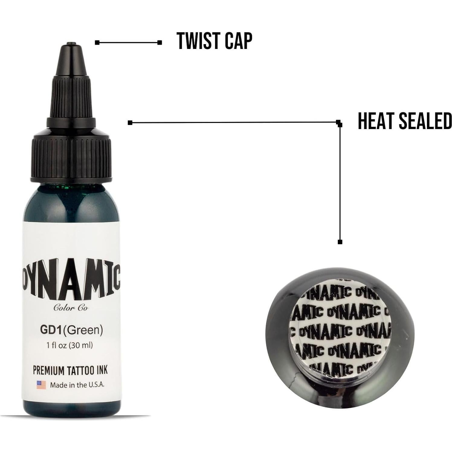 Tinta para Tatuajes Verde Dynamic Color Co 29.57 ml Esterilizada