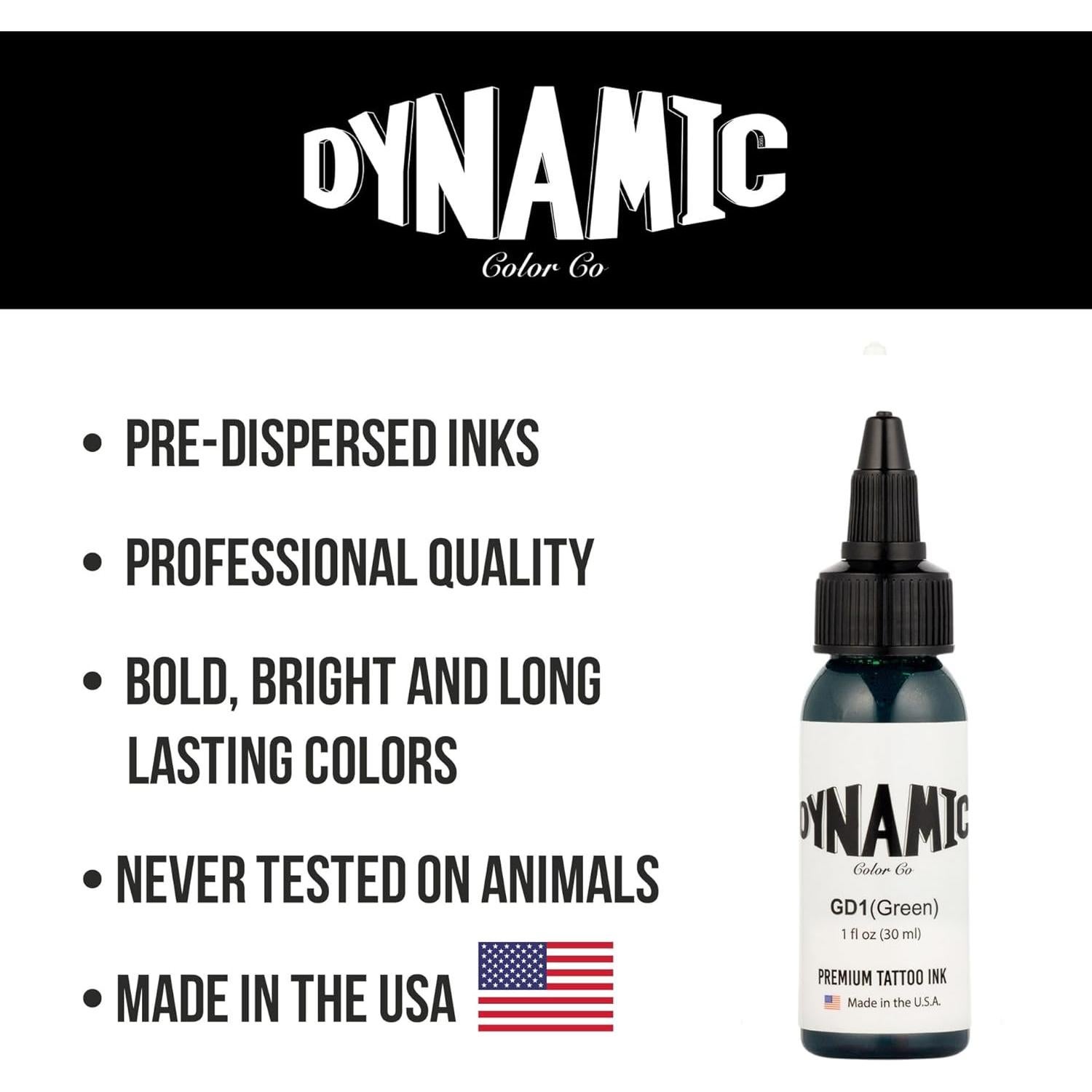 Tinta para Tatuajes Verde Dynamic Color Co 29.57 ml Esterilizada