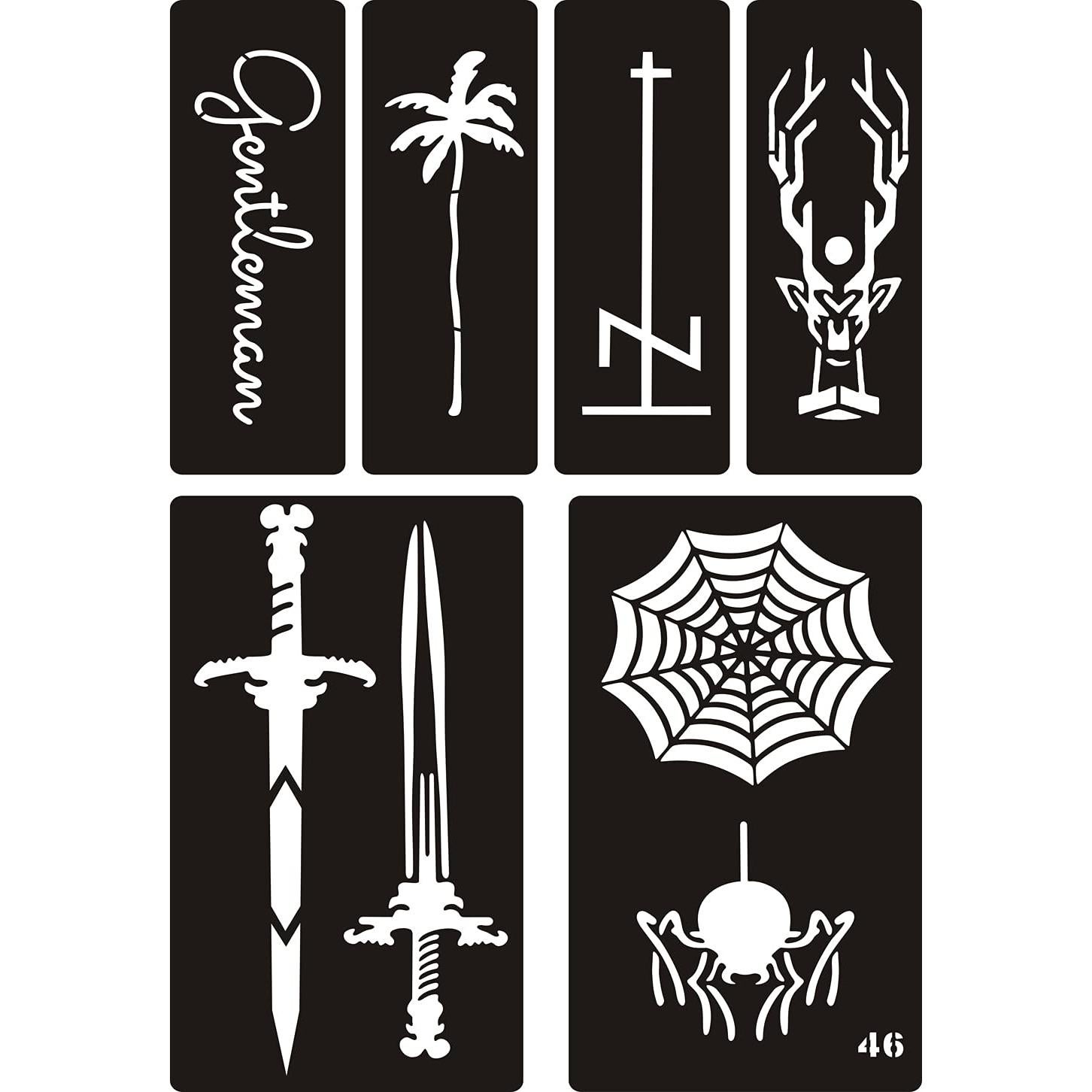 Kit de Plantillas de Tatuaje Temporal KOTBS - 6 Hojas A4 con 52 Patrones