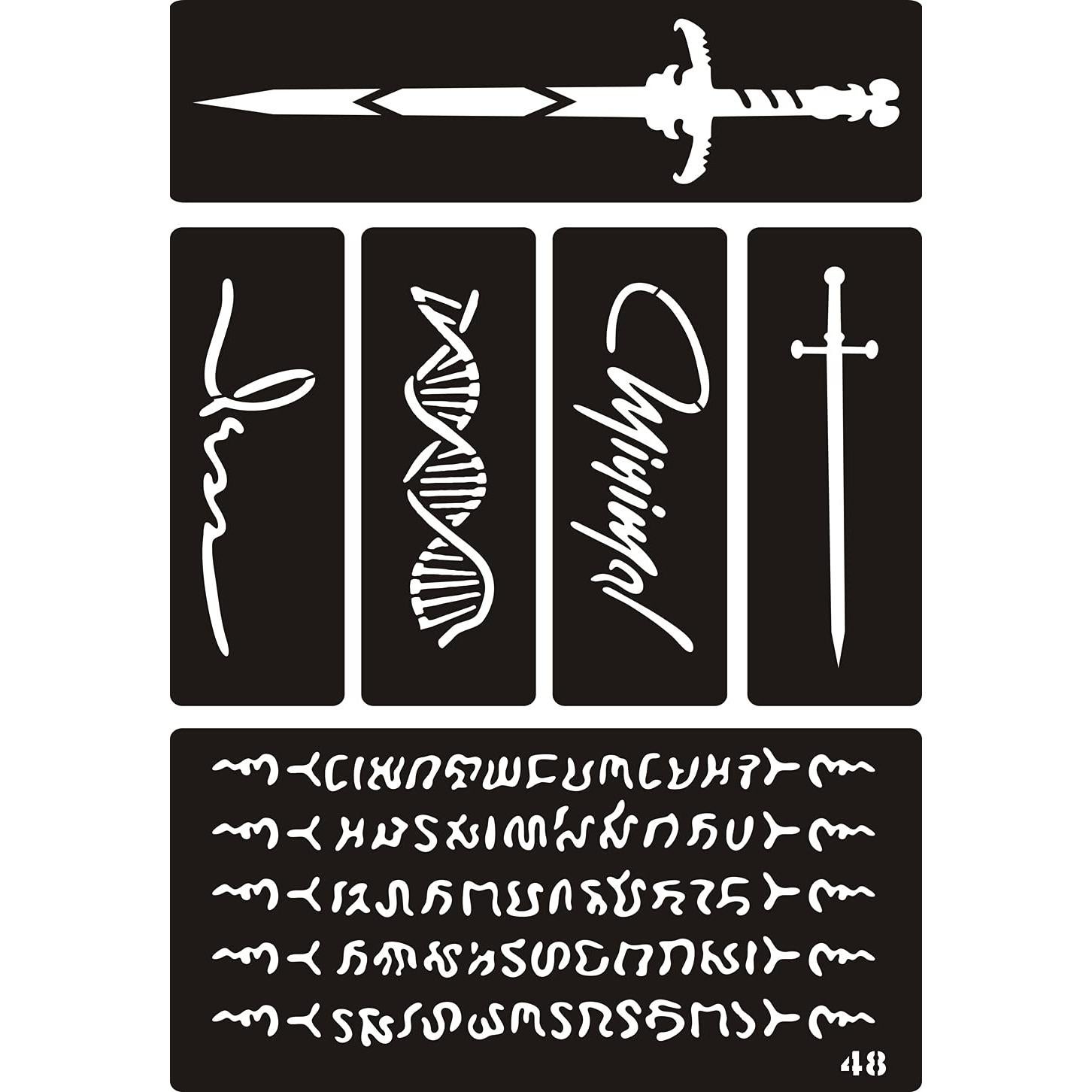 Kit de Plantillas de Tatuaje Temporal KOTBS - 6 Hojas A4 con 52 Patrones