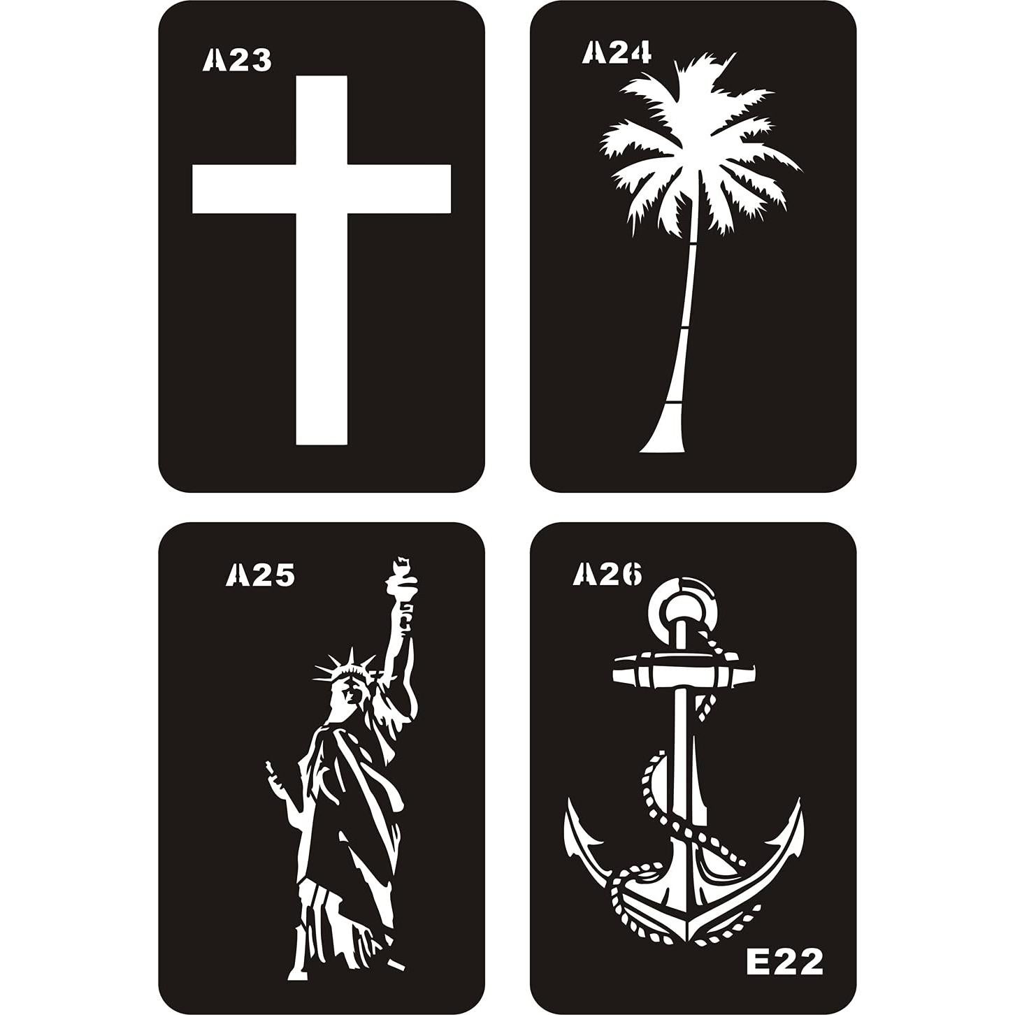 Kit de Plantillas de Tatuaje Temporal KOTBS - 6 Hojas A4 con 52 Patrones