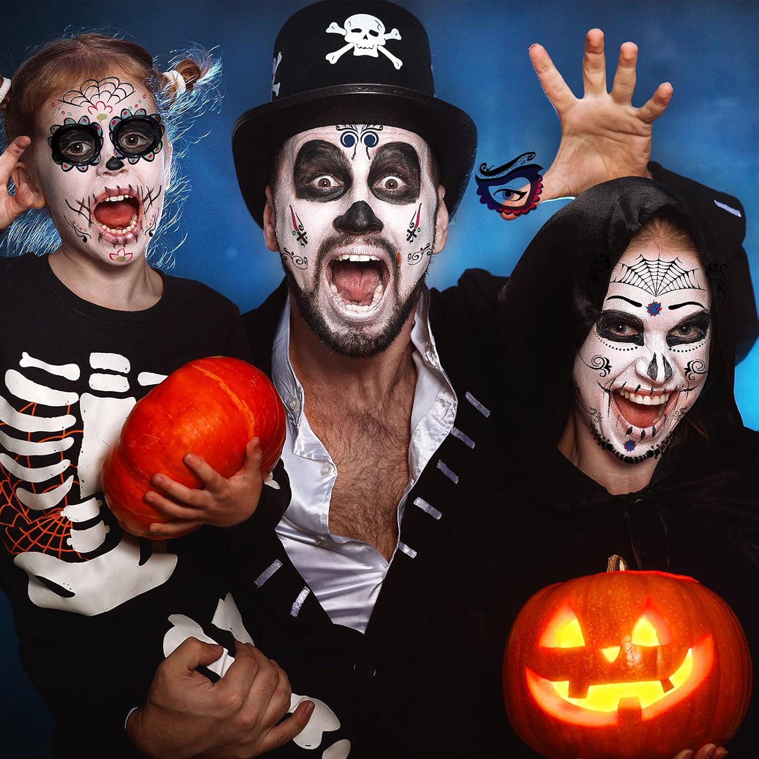 20 Hojas Tatuajes Faciales Temporales Calaveras Zomme