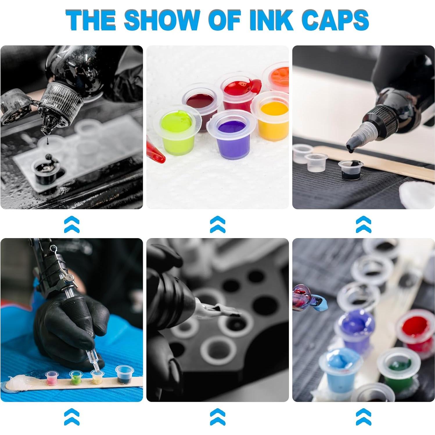 Kit de Tapas de Tinta de Tatuaje Emalla - 300 Piezas Mixtas