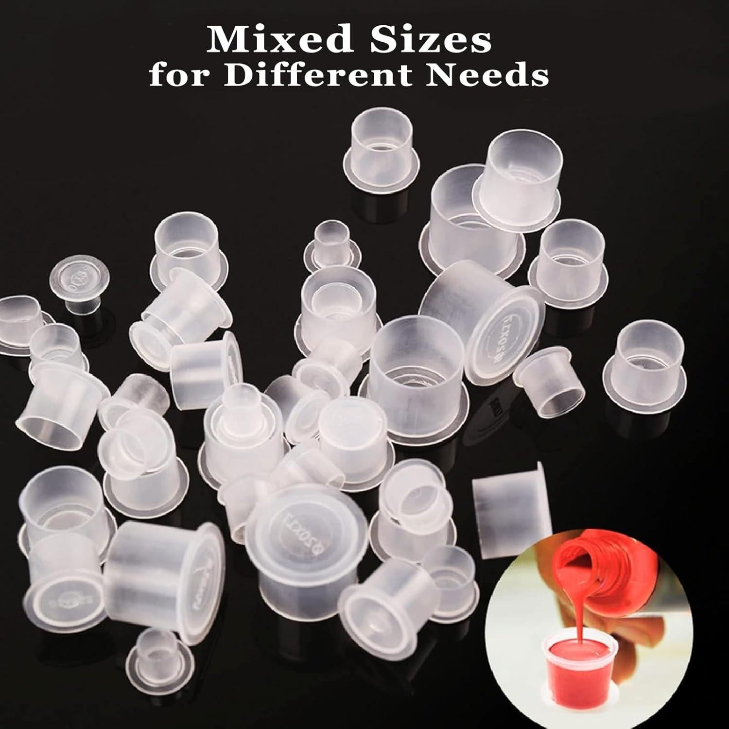 Tazas de Tinta para Tatuajes SOTICA 300pcs Tamaños Mixtos
