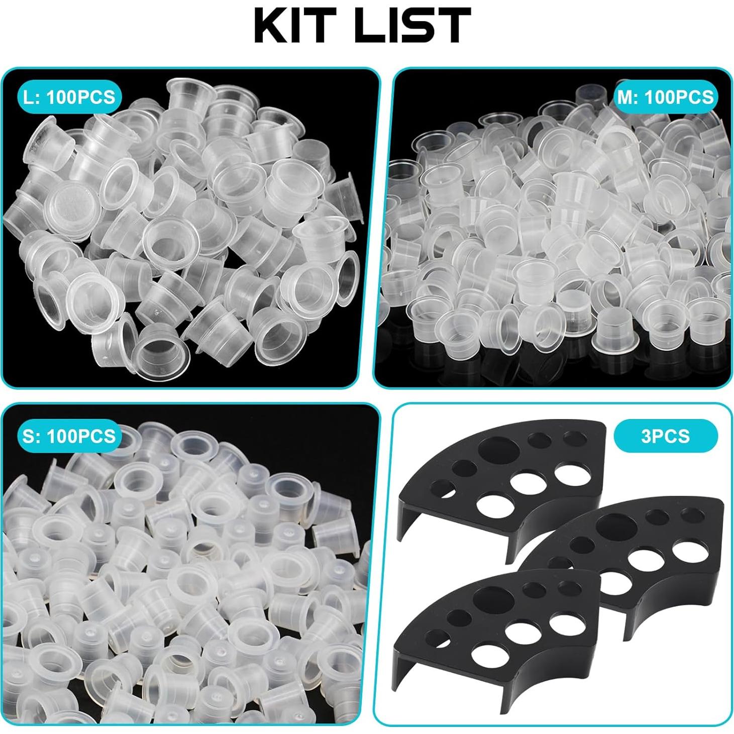 Tazas de Tinta para Tatuajes WZPB - 300 Piezas Mixtas