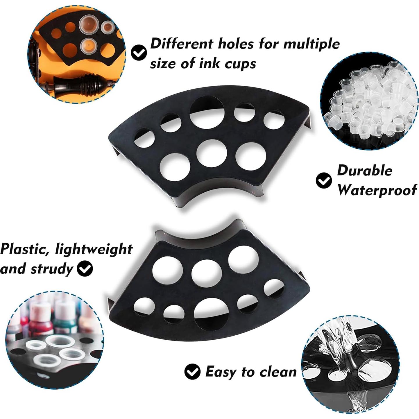 Kit de Tapas de Tinta para Tatuajes Rayyl 300 Piezas con Soportes