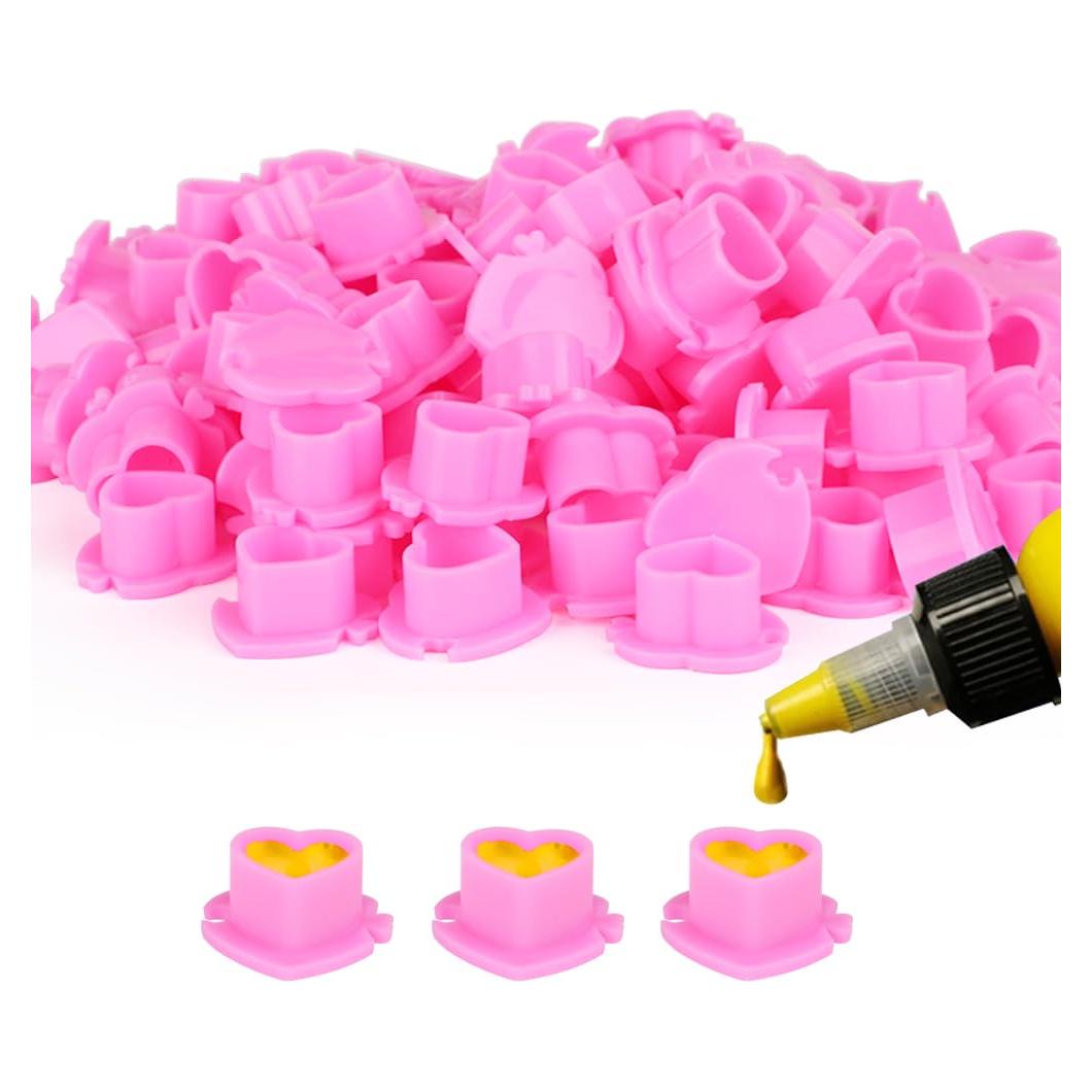 200 Tazas de Tinta para Tatuajes Corazón IFERO Rosa Desechables