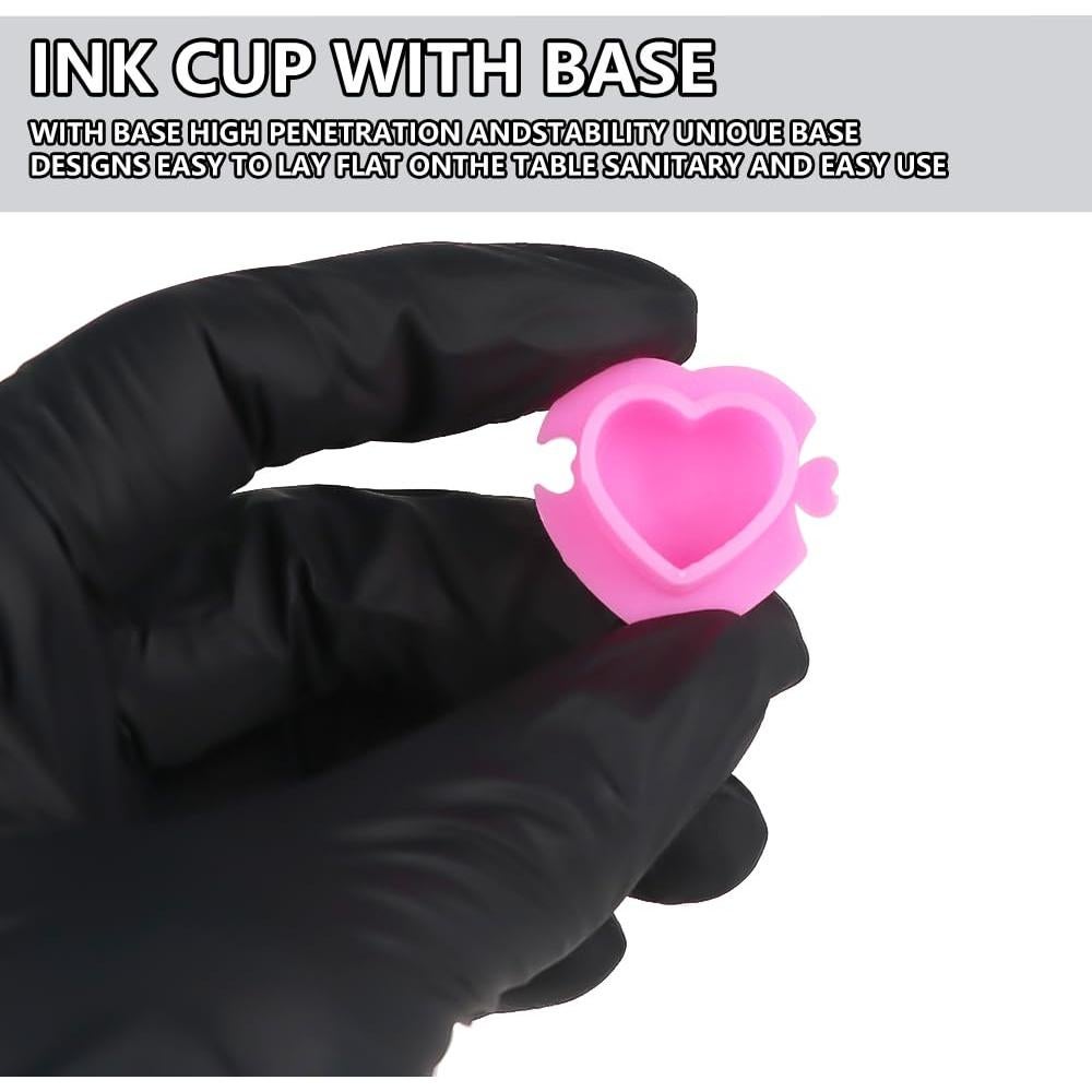 200 Tazas de Tinta para Tatuajes Corazón IFERO Rosa Desechables