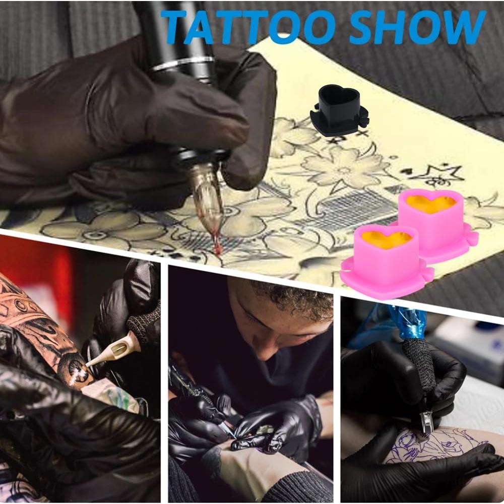 200 Tazas de Tinta para Tatuajes Corazón IFERO Rosa Desechables