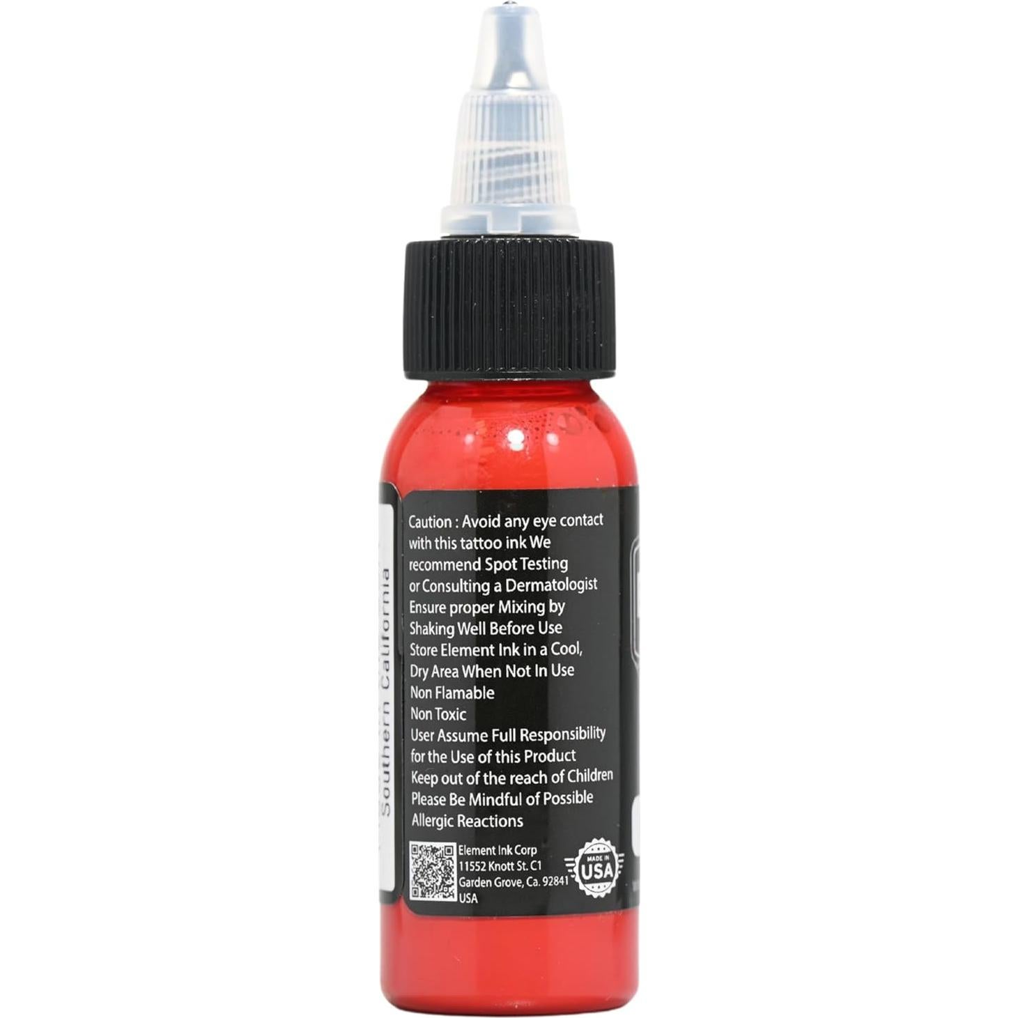 Tinta Roja para Tatuajes Element Tattoo Supply 29.57 ml Profesional