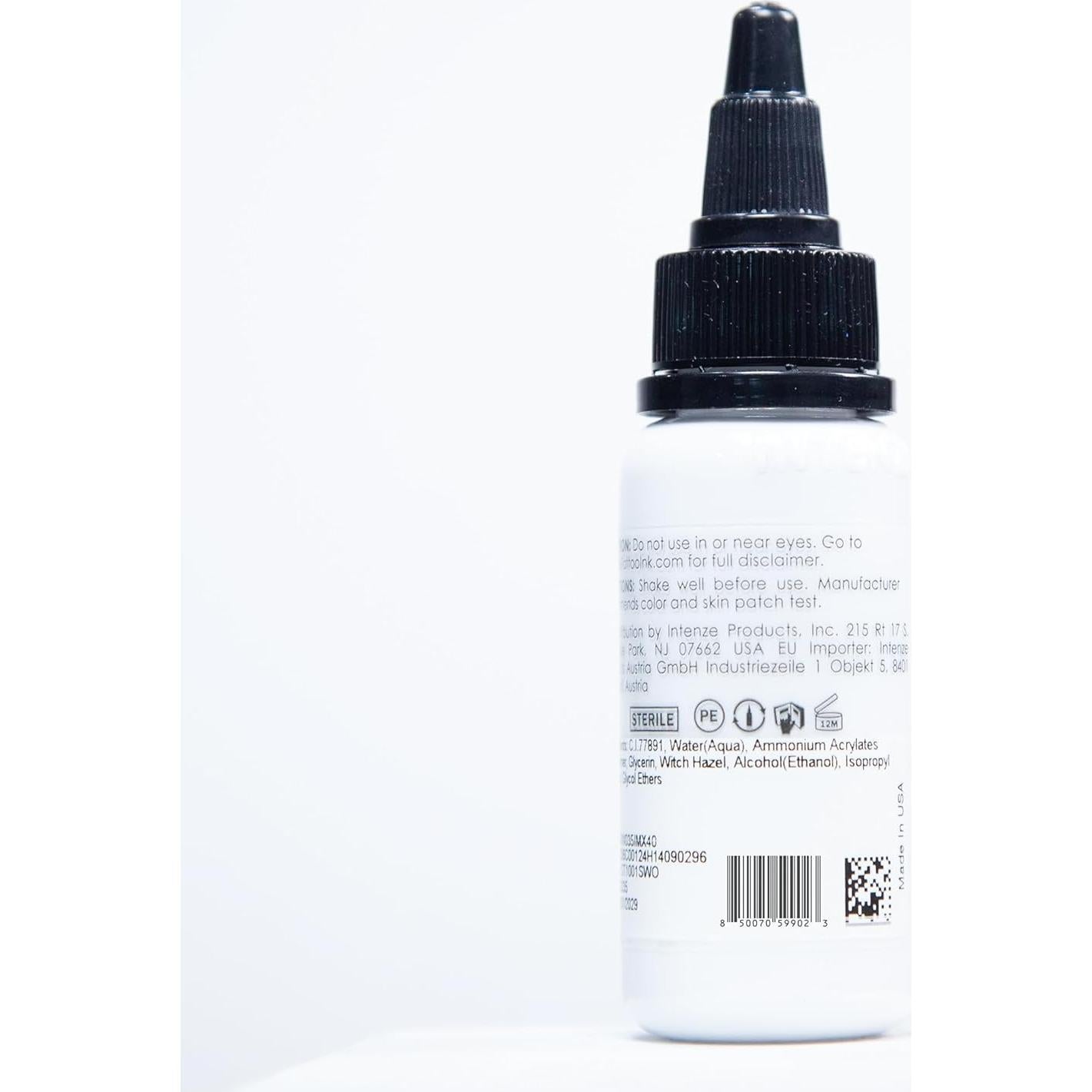 Tinta para Tatuajes Intenze Blanco Nieve Opaco 29.57ml - Alta Calidad