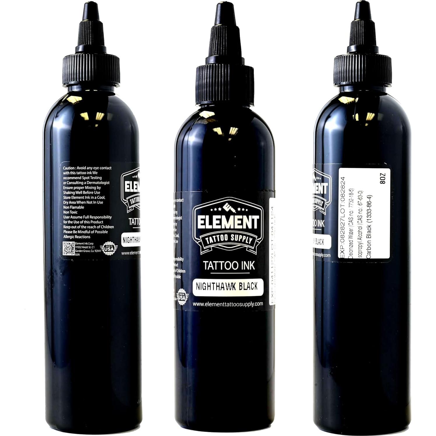 Tinta de Tatuaje Negra Element Tattoo Supply 236.6 ml