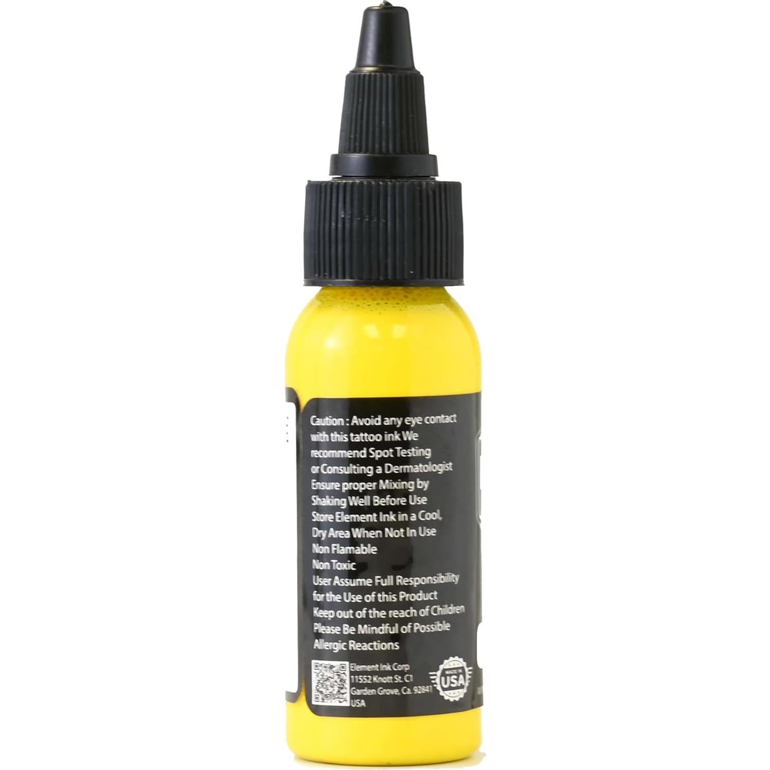 Tinta para Tatuajes Amarilla Element Tattoo 29.57ml Brillante