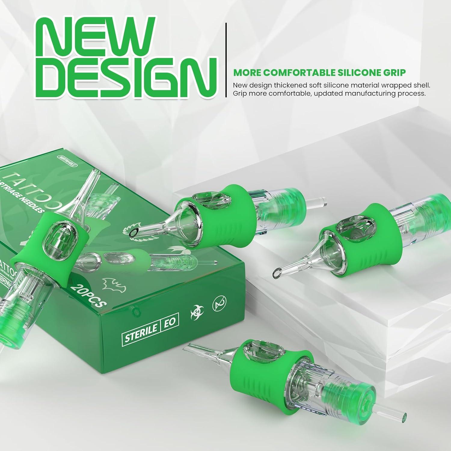 Agujas de Tatuaje Wormhole 20 Pcs 1205RL Desechables con Soporte