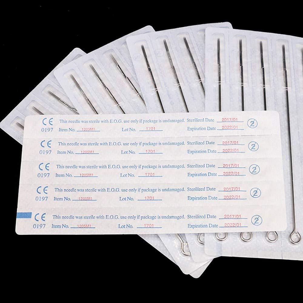 50 Agujas de Tatuaje Desechables HiTreasure 14RL Acero Inoxidable