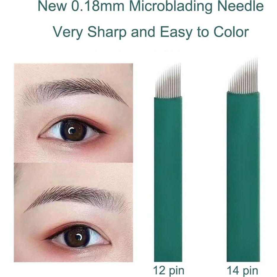 50 Agujas de Tatuaje S14 Inclinadas 14 Puntas 0.18 mm Desechables