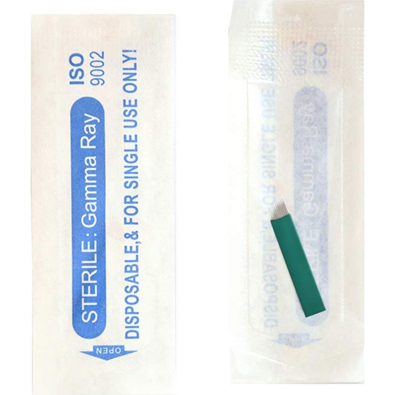 50 Agujas de Tatuaje S14 Inclinadas 14 Puntas 0.18 mm Desechables