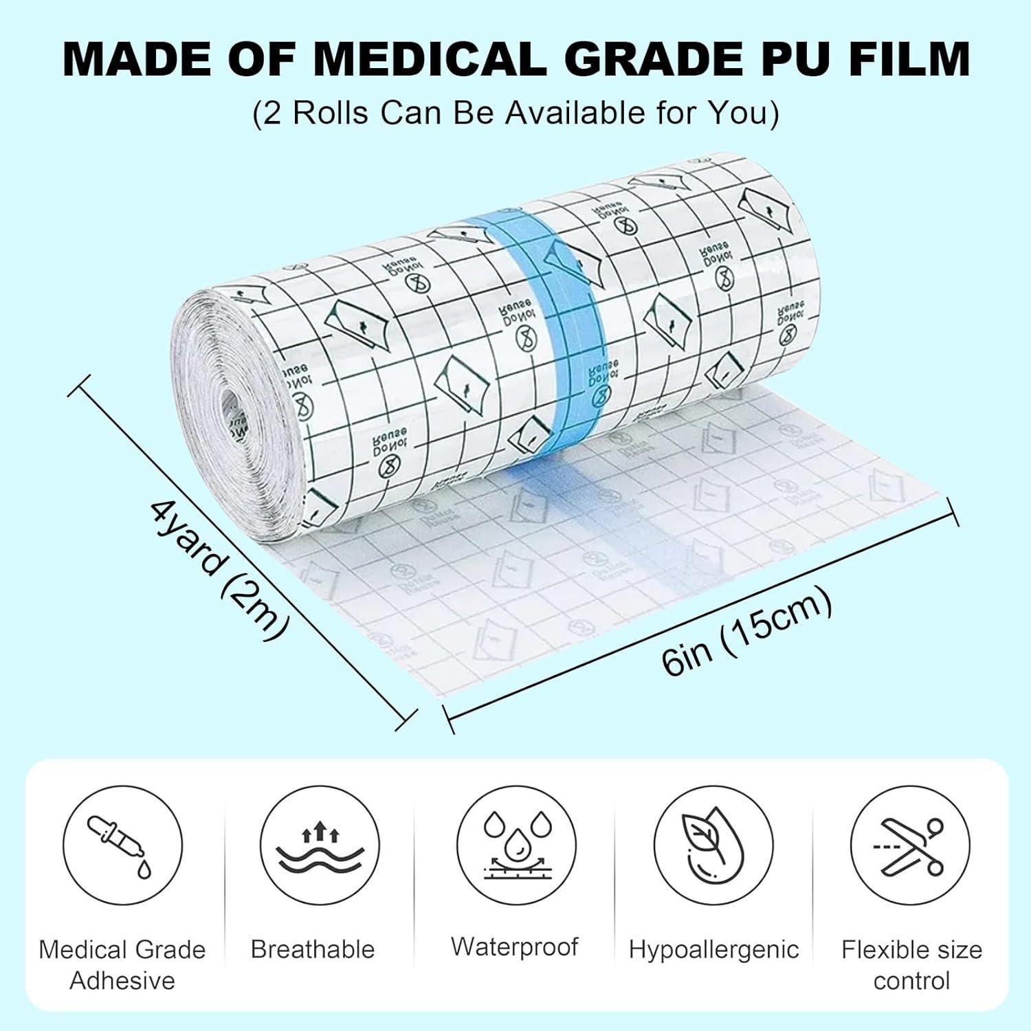 Vendaje Profesional para Tatuajes Autdor 2 Rollos 15.24cm x 1.83m