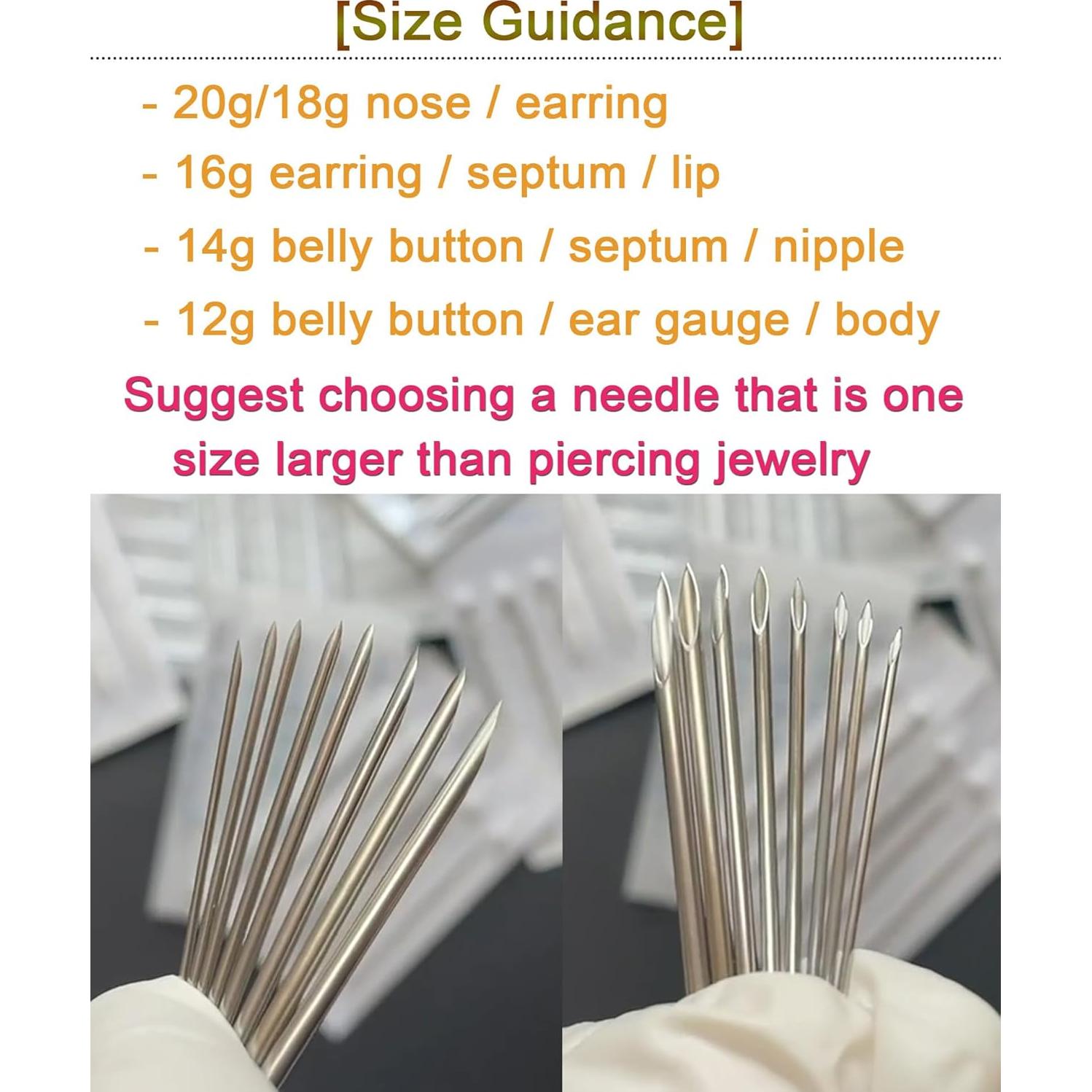 Kit de Agujas para Piercing QWALIT 18G, 16G, 14G, 12G - 5 Piezas