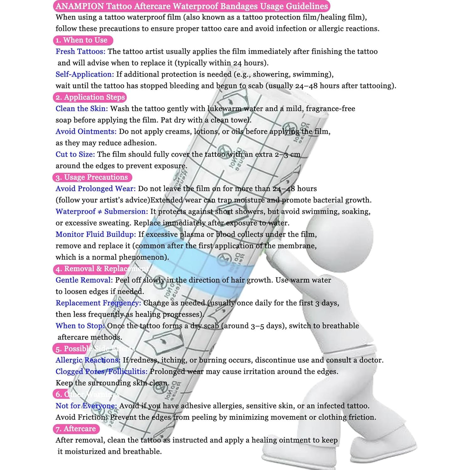 Vendaje Impermeable ANAMPION 15.24cm x 1.83m para Tatuajes