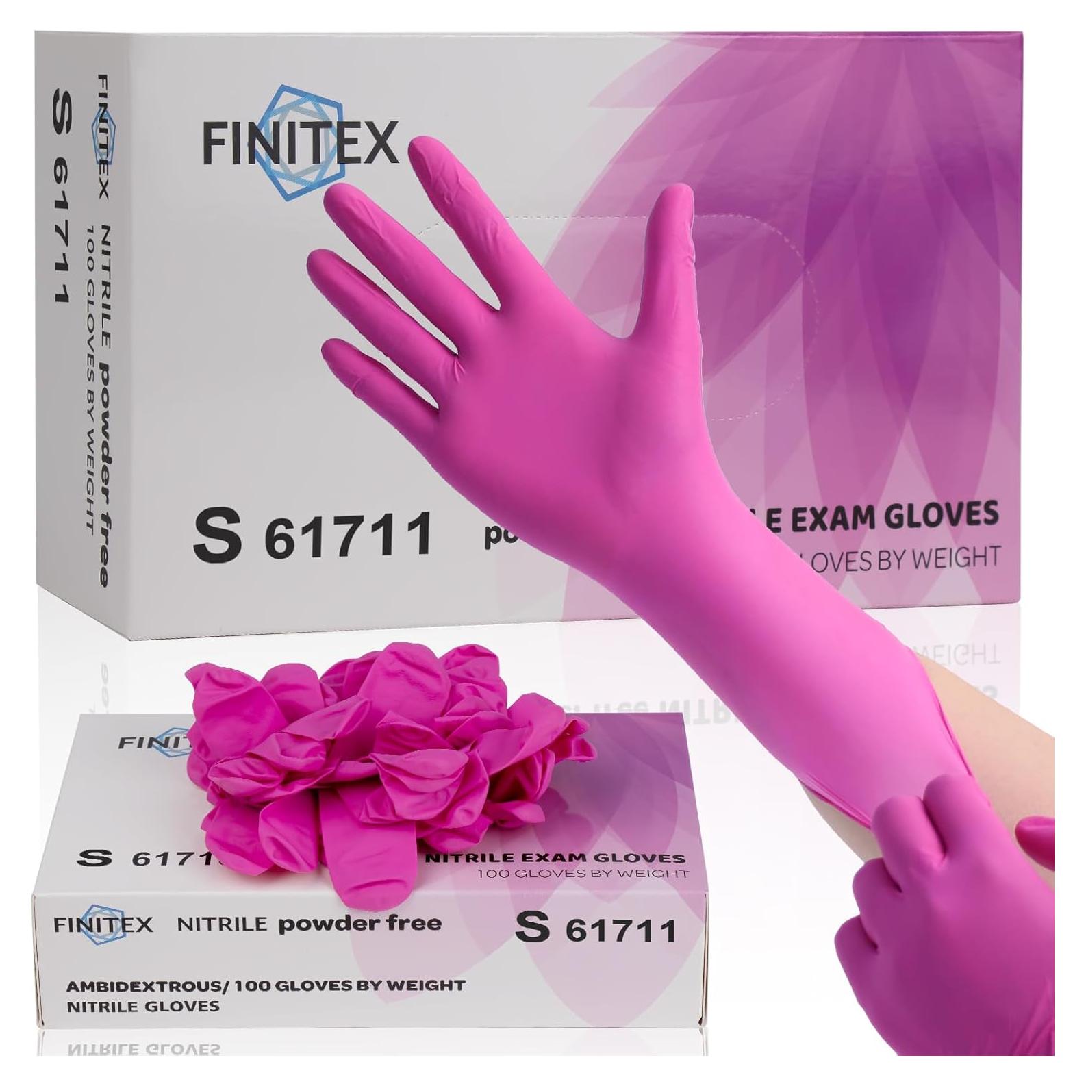 Guantes de Nitrilo Desechables FINITEX Rosa 100 Unidades 3.5mil