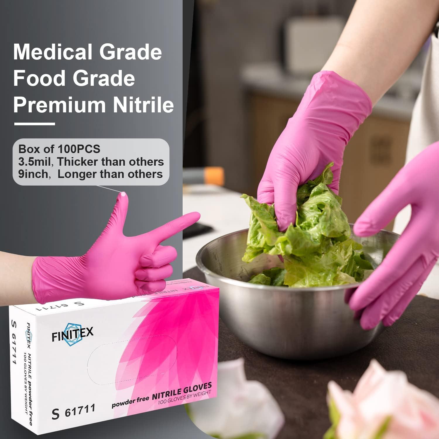 Guantes de Nitrilo Desechables FINITEX Rosa 100 Unidades 3.5mil