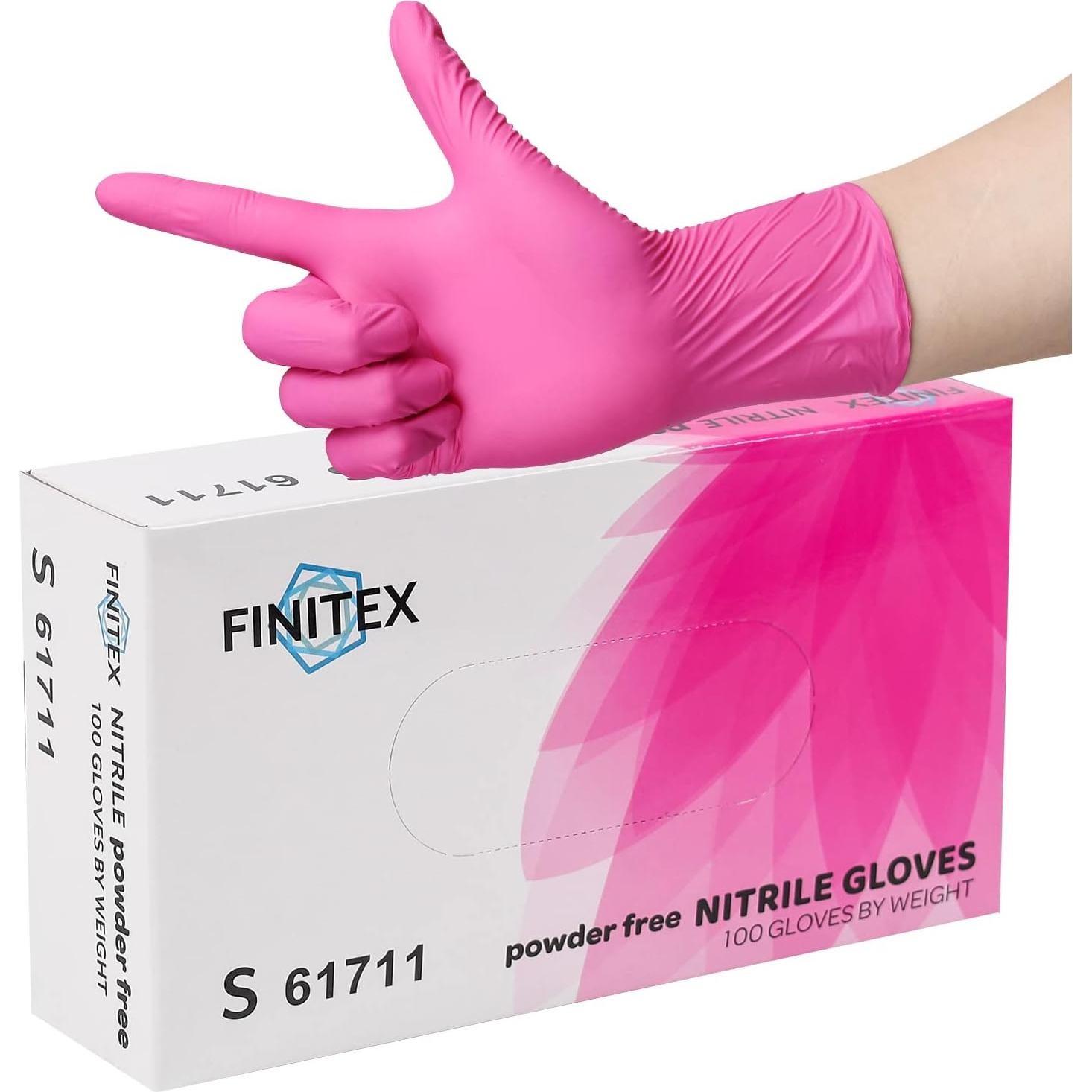 Guantes de Nitrilo Desechables FINITEX Rosa 100 Unidades 3.5mil