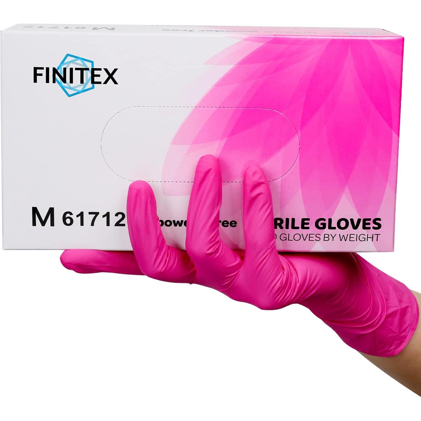 Guantes de Nitrilo Desechables FINITEX Rosa 100 Unidades 3.5mil