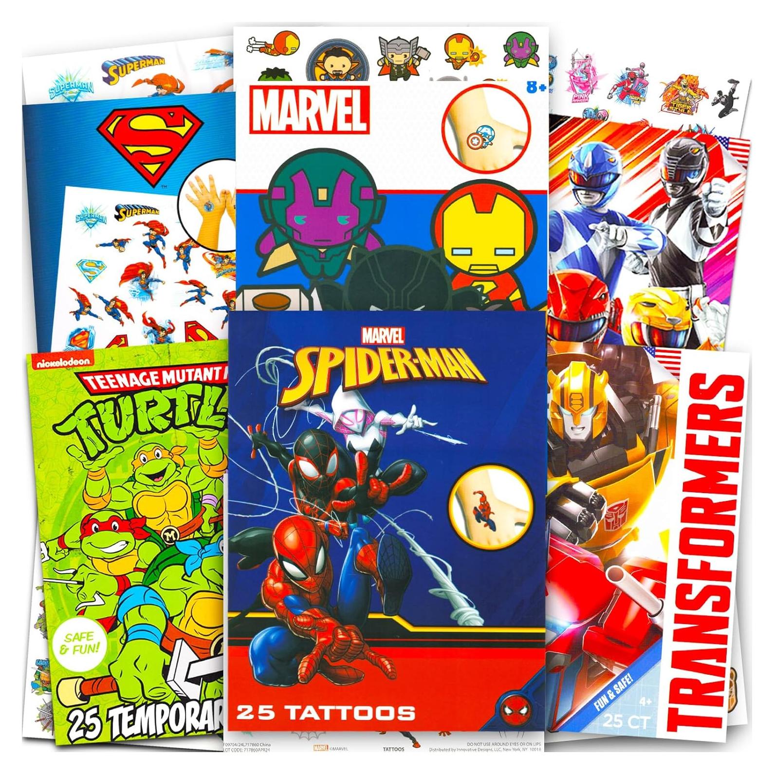 Conjunto de Tatuajes Temporales Superhéroes 150 Piezas